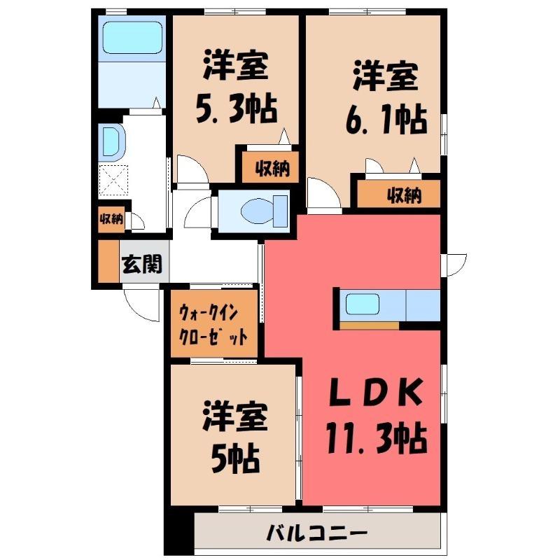 クレセオKOGA(3LDK/1階)の間取り写真