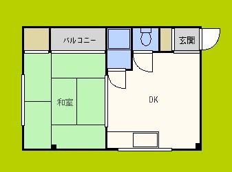 ベルハイツI(1DK/5階)の間取り写真