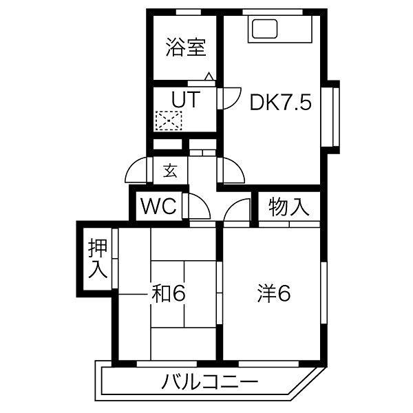 第2中尾ハイツ(2DK/2階)の間取り写真