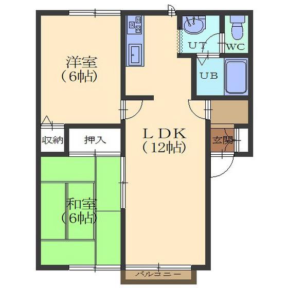 クレルメゾン桔梗(2LDK/1階)の間取り写真