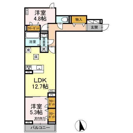 セレスティア竹の塚II101(2LDK/1階)の間取り写真