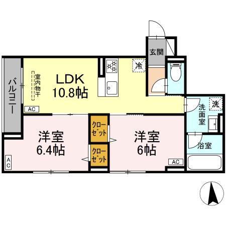 セレスティア鹿浜(2LDK/2階)の間取り写真