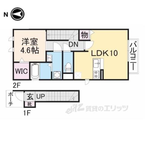 アトリオ・フランC棟(1LDK/2階)の間取り写真