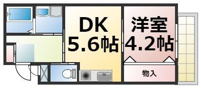 エム・ステージ勝山II(1DK/2階)の間取り写真