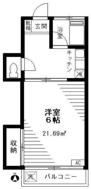 東信マンション(1K/2階)の間取り写真