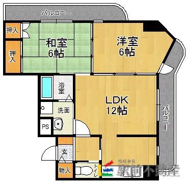 憂和ハイツ下大利(2LDK/7階)の間取り写真
