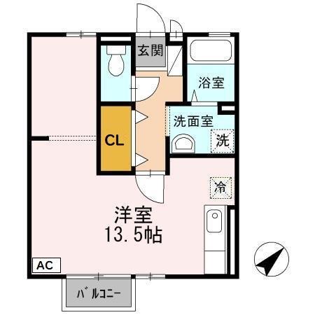 セジュールナガイ(ワンルーム/2階)の間取り写真