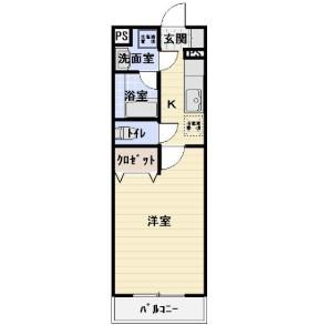 グリーンヒルズF(1K/1階)の間取り写真