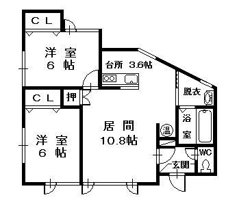CONCORDE B(2LDK/1階)の間取り写真