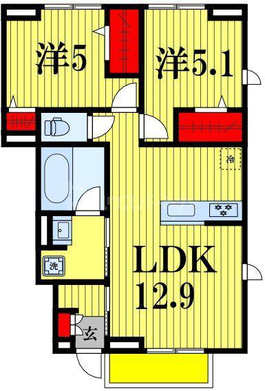 LA MAISON MASHA(2LDK/1階)の間取り写真