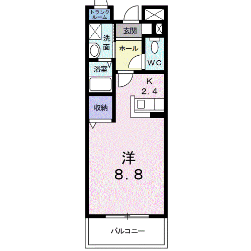 メゾンK(ワンルーム/3階)の間取り写真