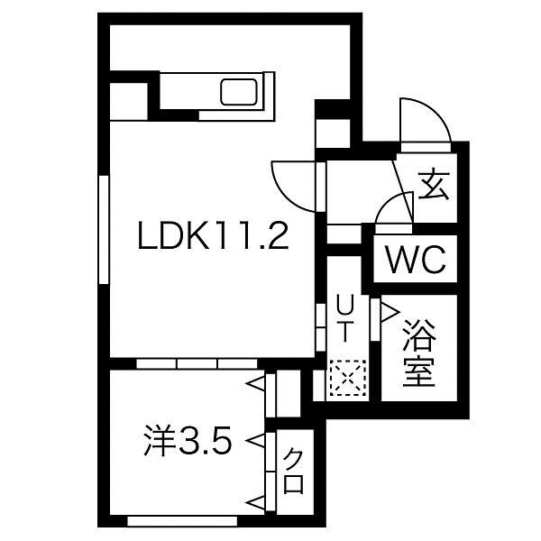 SELECCAO南郷(1LDK/1階)の間取り写真