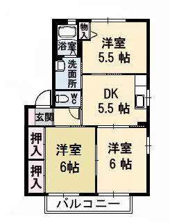 シャーメゾン八万 5番館(3K/2階)の間取り写真
