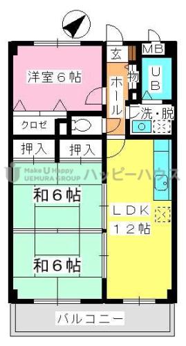 シャトレ天拝(3LDK/7階)の間取り写真
