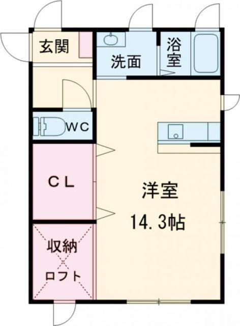 キーテール(ワンルーム/2階)の間取り写真