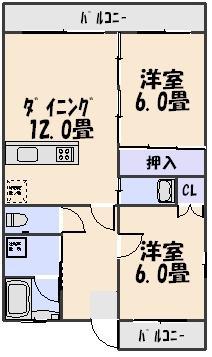 トレゾール(2LDK/1階)の間取り写真