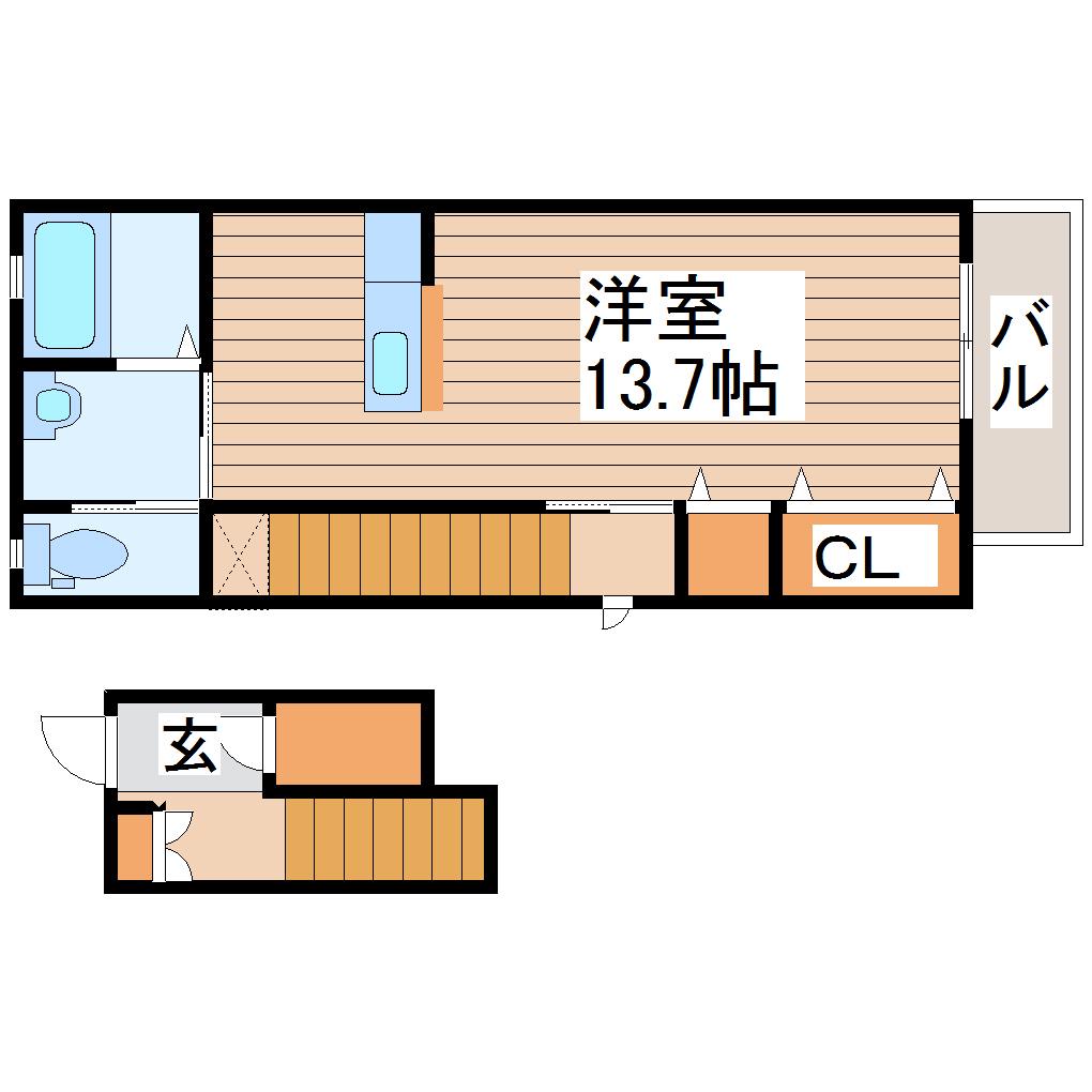 クオレールS(ワンルーム/2階)の間取り写真