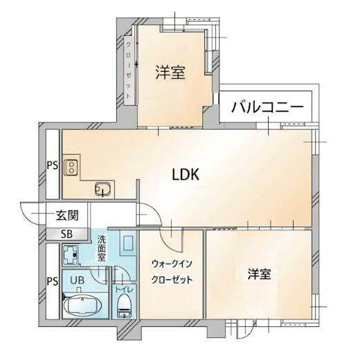 常盤松ロイアルハイツ(2LDK/4階)の間取り写真