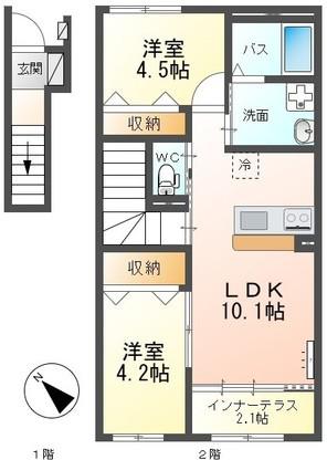 GRANDAGE桜(2LDK/2階)の間取り写真