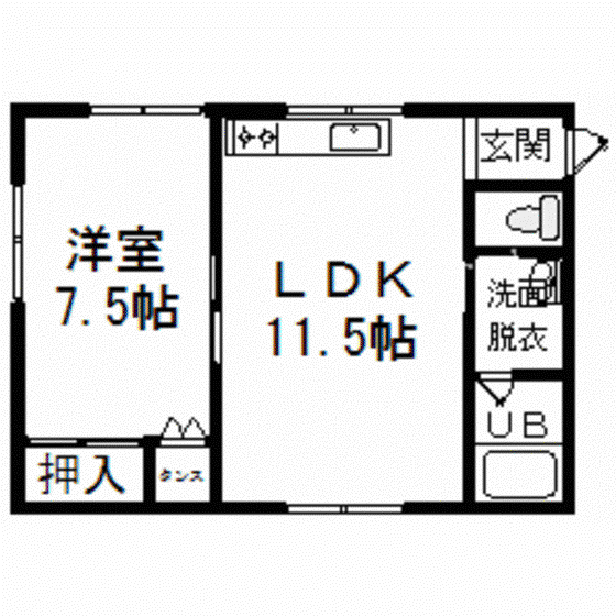 BELLE MAISON 西大野(1LDK/2階)の間取り写真