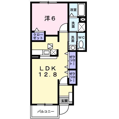 メゾンポムA(1LDK/1階)の間取り写真