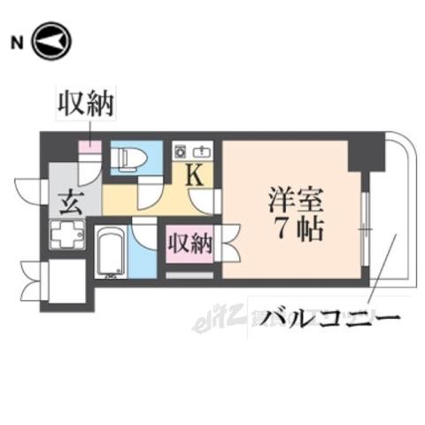 ライズィングサン(1K/6階)の間取り写真