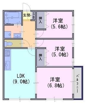 はつみ館(3DK/1階)の間取り写真