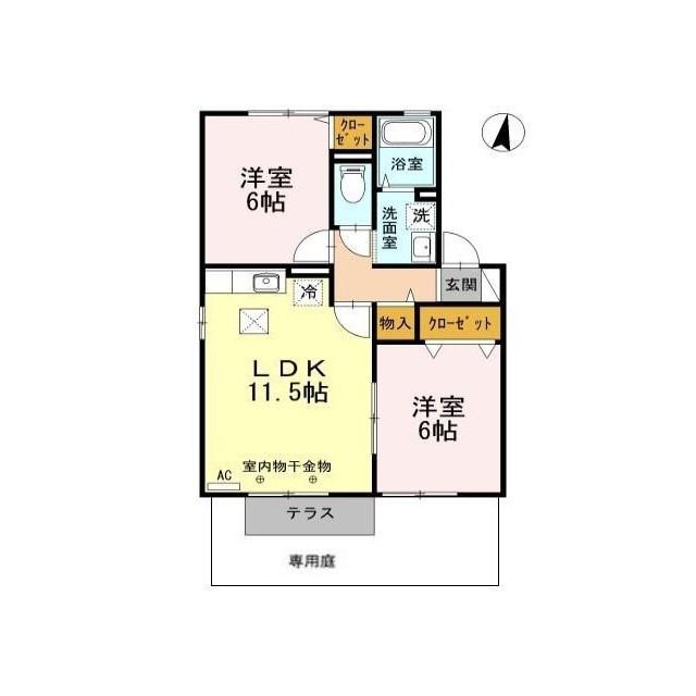 D-ROOM サニーハウス上今井(2DK/1階)の間取り写真