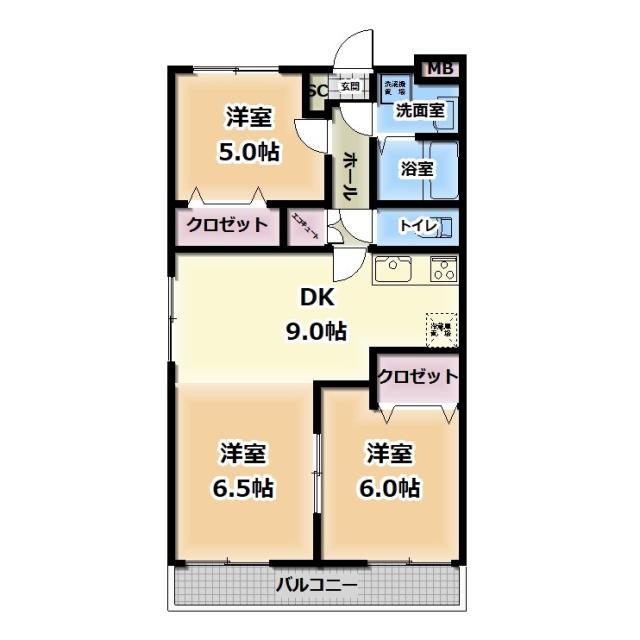 イーグルマンションI(3DK/2階)の間取り写真