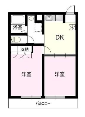 ベルフォーレB(2DK/2階)の間取り写真