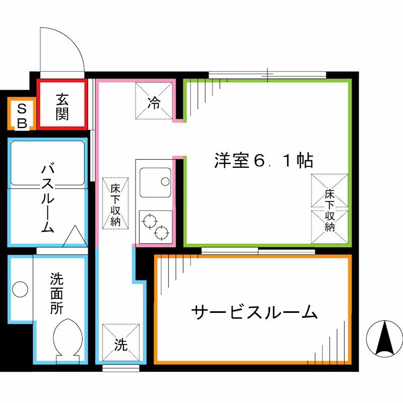FLAT-K(ワンルーム/1階)の間取り写真