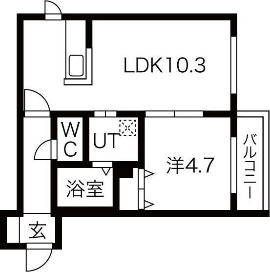 FONS発寒南(1LDK/1階)の間取り写真