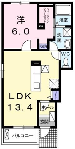 メゾン東洋 A(1LDK/1階)の間取り写真