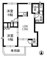 ガーデンパレスB棟(2LDK/1階)の間取り写真
