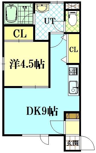 セレーノ旭町(1DK/2階)の間取り写真