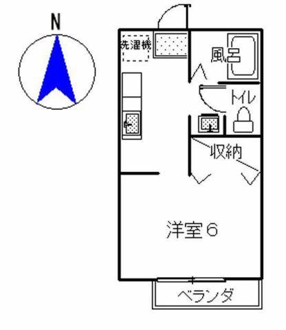 サンガーデン(1K/2階)の間取り写真