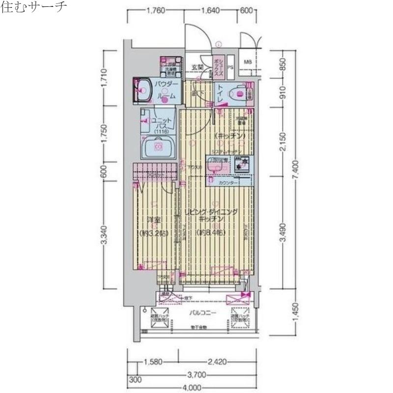 プレリス四日市ティエルナ(1LDK/2階)の間取り写真