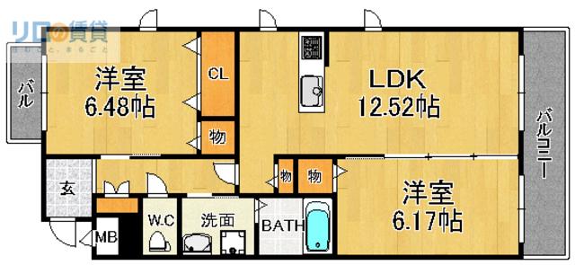 べレオ宝塚(2LDK/2階)の間取り写真