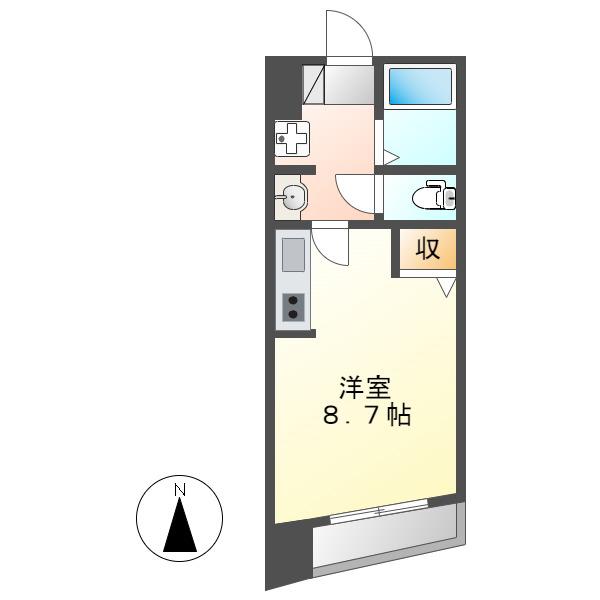 葵ビル(ワンルーム/2階)の間取り写真