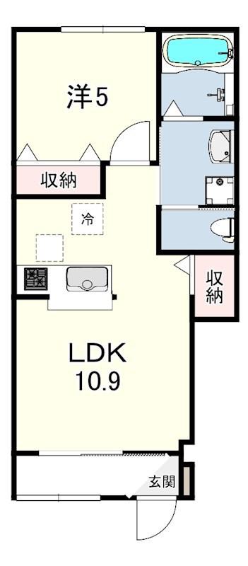 プラシッド ピュール(1LDK/1階)の間取り写真