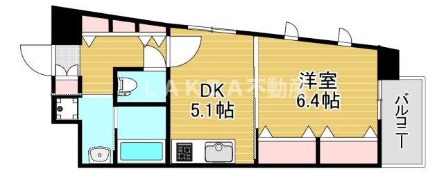 レジデンス本町靭公園(1DK/6階)の間取り写真