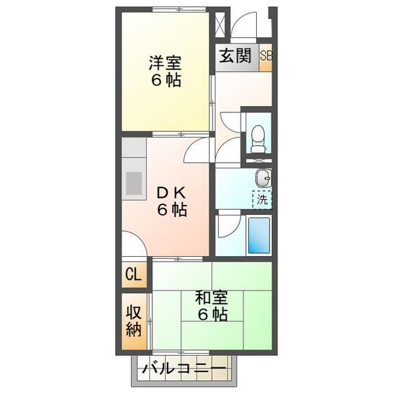 メゾンエスポワール(2DK/1階)の間取り写真