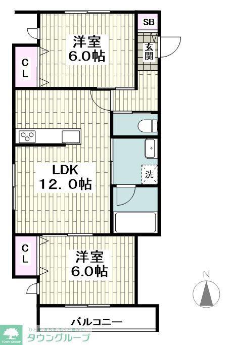 ELFIS(2LDK/2階)の間取り写真