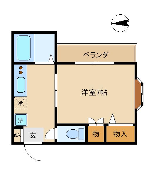 パインクレスト川崎(1K/1階)の間取り写真