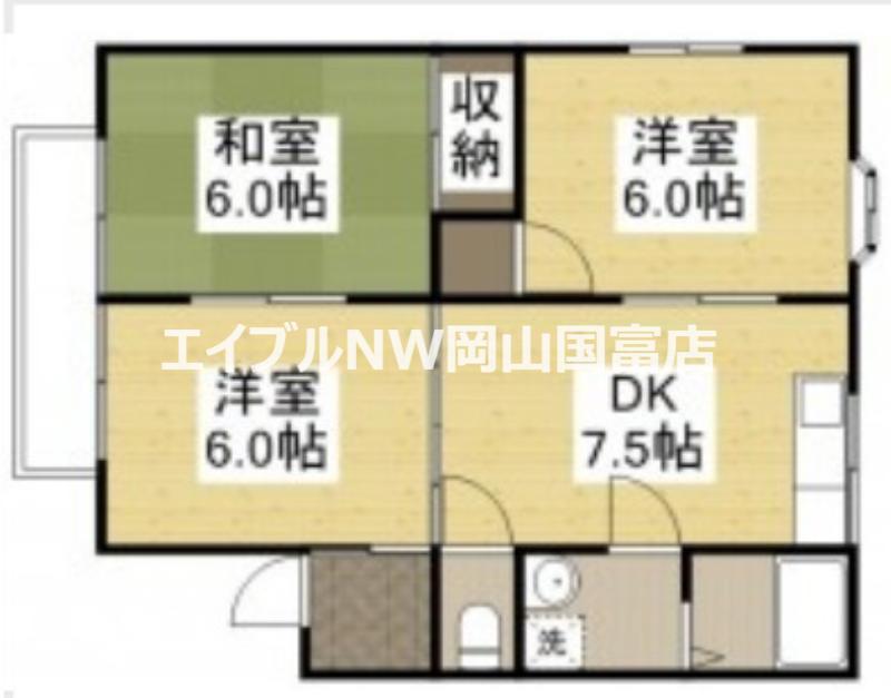 エクセルフラッツII(3DK/1階)の間取り写真