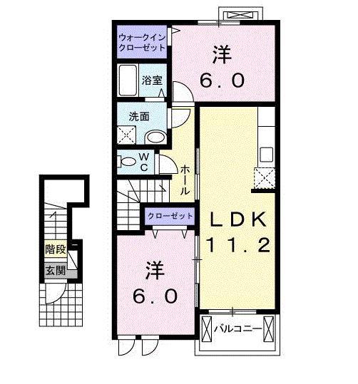 セレーノB(2LDK/2階)の間取り写真