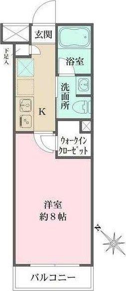 エルスタンザ西小山(1K/4階)の間取り写真