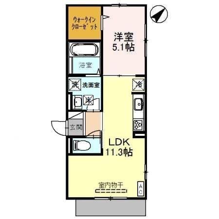 シェソワ フルール(1LDK/1階)の間取り写真