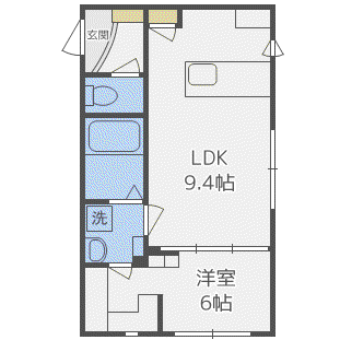 RAISIN(1LDK/1階)の間取り写真