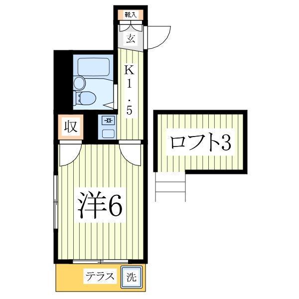 オークパレス(1K/2階)の間取り写真